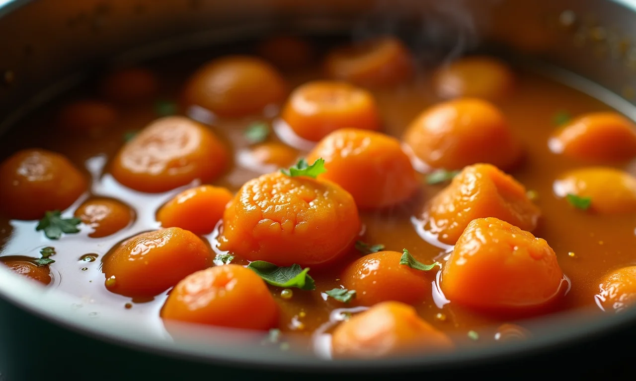 Feijão carioca cozinhando em uma panela, a base para um caldinho saboroso.