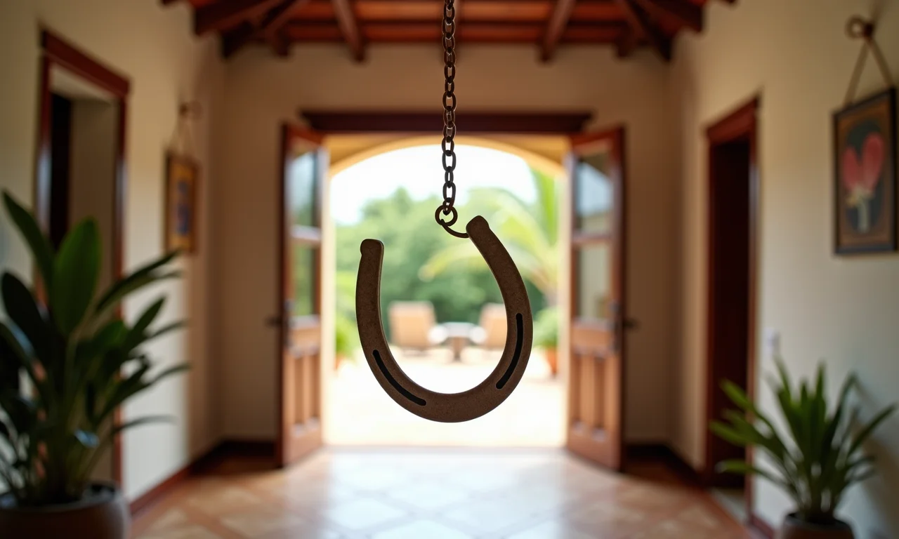 Ferradura pendurada acima da porta em casa brasileira.