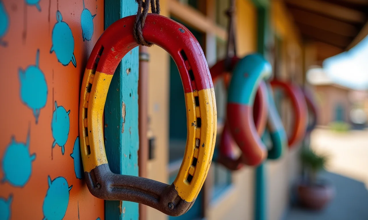 Ferradura pintada e decorada como objeto de decoração.