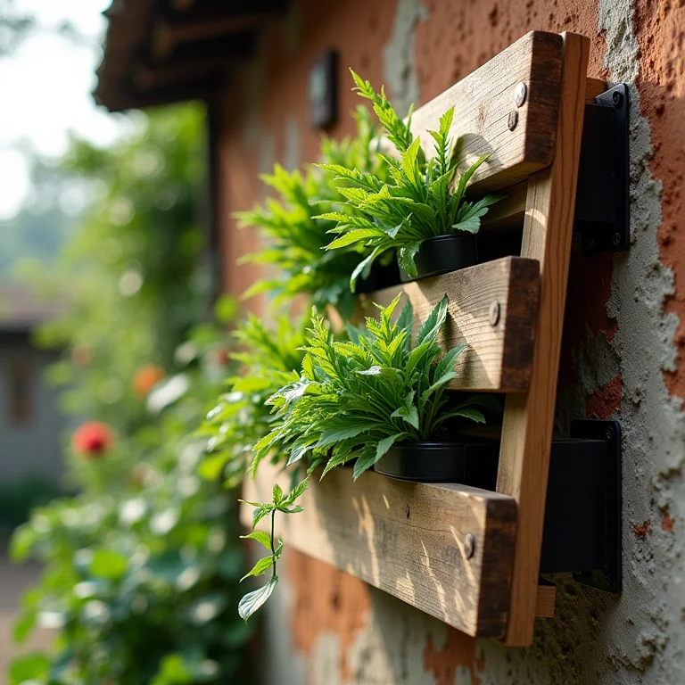 Fixando uma horta vertical de palete em uma parede rústica