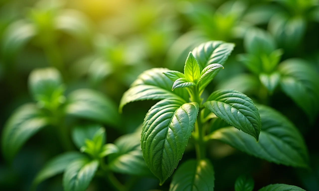 Folhas frescas de manjericão, com propriedades calmantes.