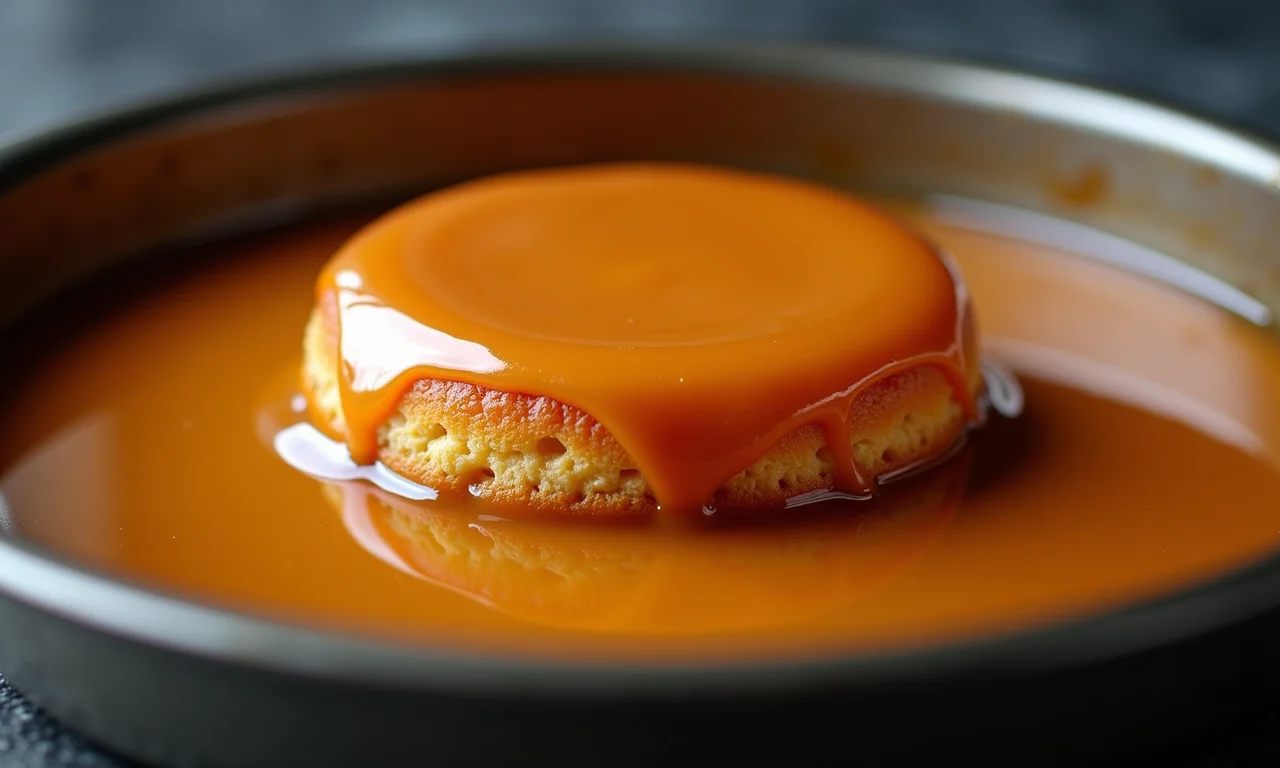 Forma untada com calda caramelizada para evitar que o bolo grude.