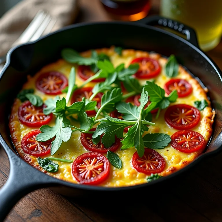 Frittata de tomate seco com rúcula