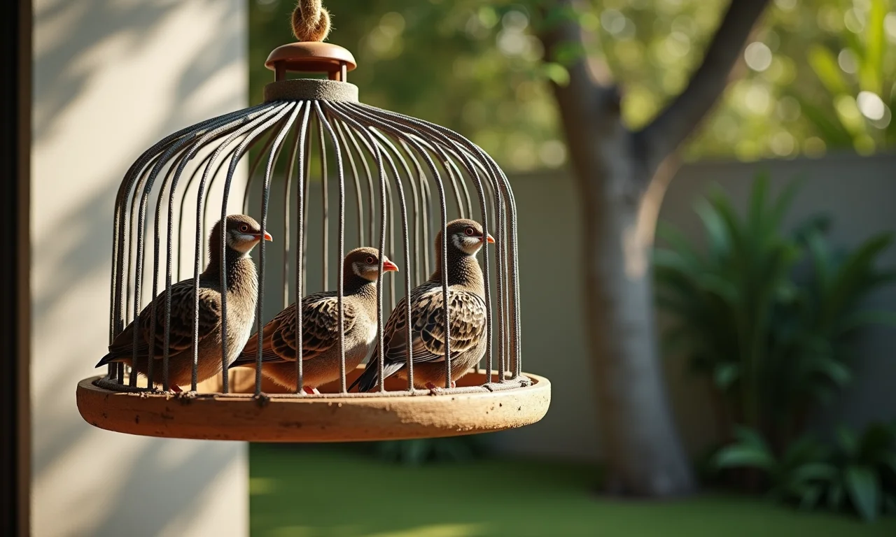 Gaiola suspensa para codornas: conforto e higiene elevados.