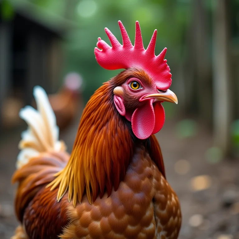 Galinha Polonesa exibindo seu topete característico.