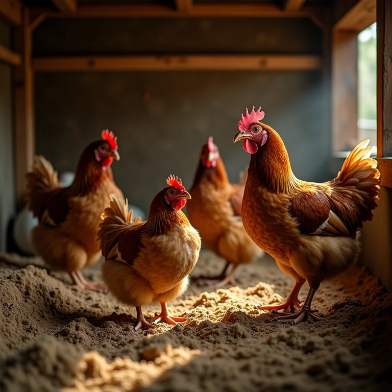 Galinheiro limpo com medidas preventivas contra piolhos.