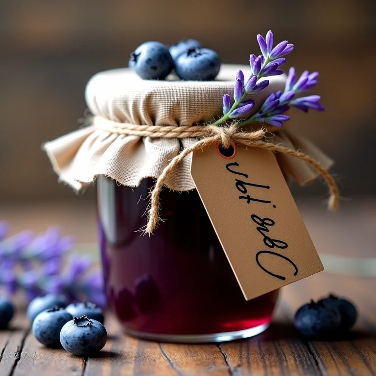 Geleia de mirtilo caseira embalada para presente
