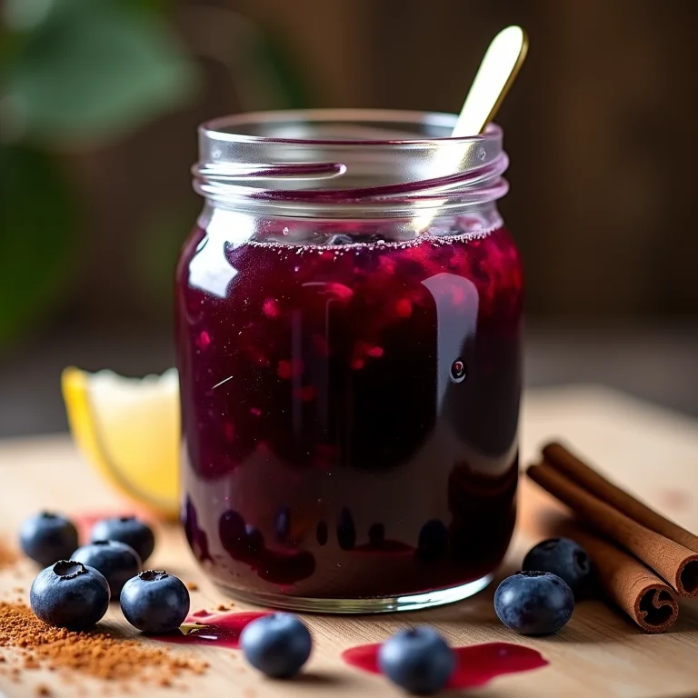 Geleia de mirtilo com canela e baunilha.