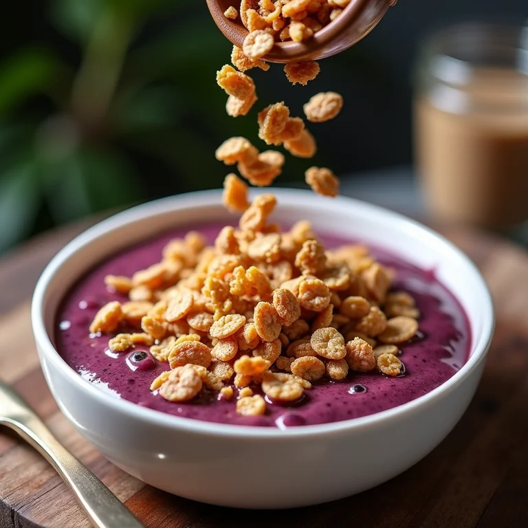 Granola caseira crocante em açaí