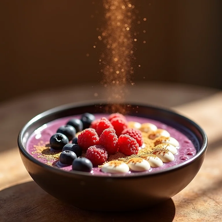 Guaraná em pó em cima de um açaí
