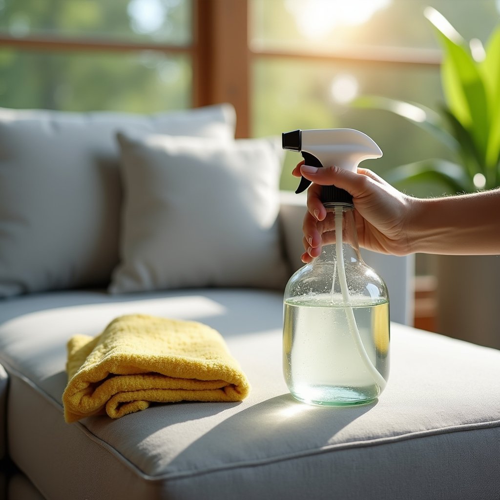 Solução caseira para limpeza de sofá de área externa.