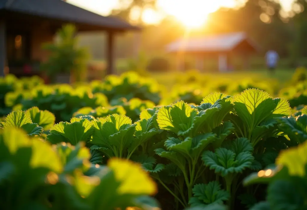 Horta exuberante adubada com cinzas