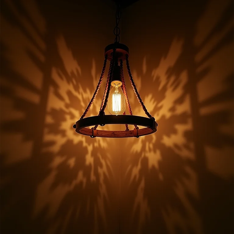 Iluminação aconchegante de um lustre rústico