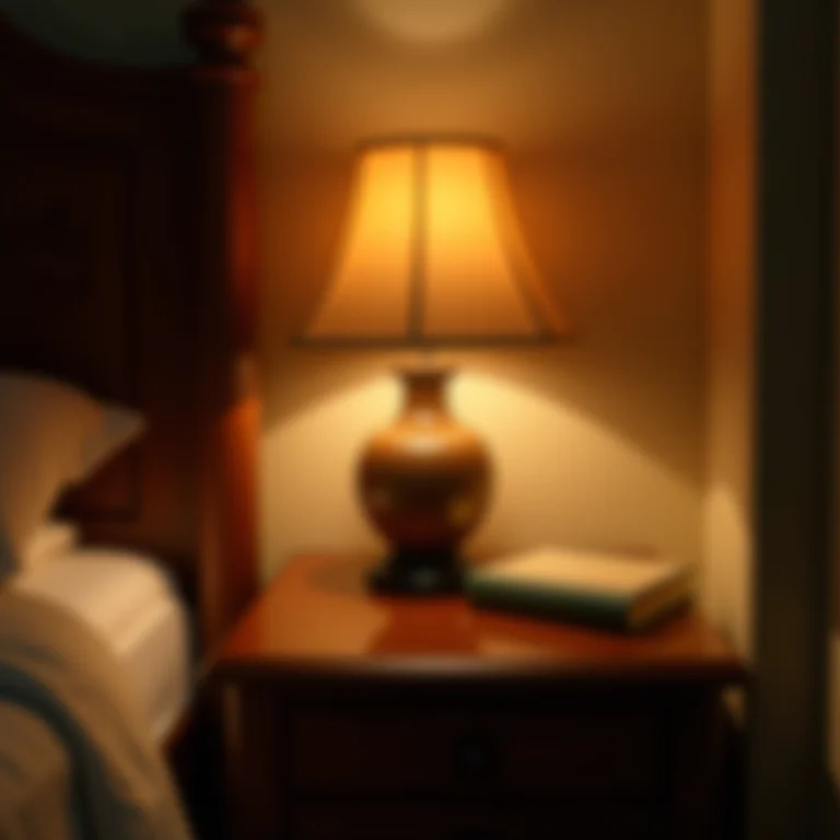 Iluminação suave e aconchegante para relaxar em um quarto rústico.