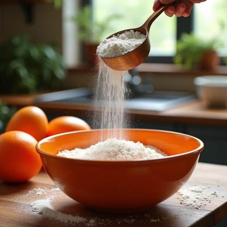 Ingredientes do bolo sendo adicionados na ordem certa