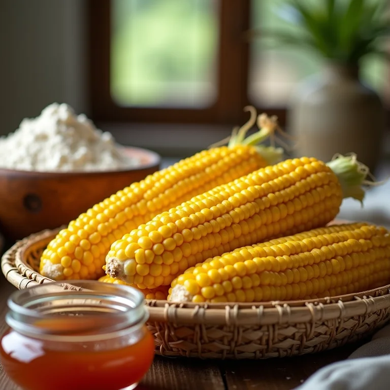 Ingredientes frescos para bolo de fubá com goiabada