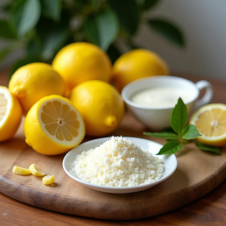 Ingredientes frescos para mousse de limão com gelatina