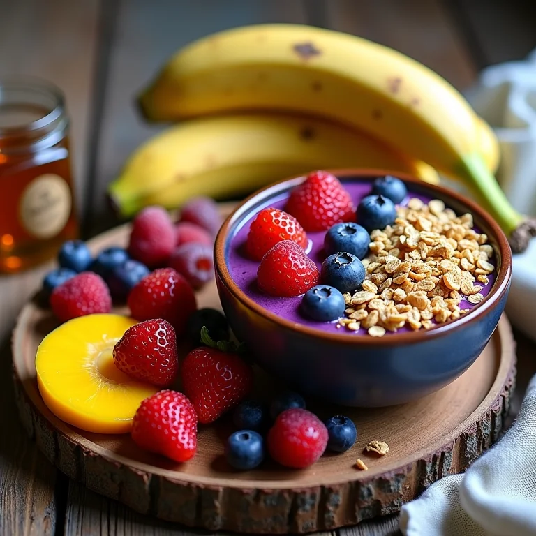 Ingredientes frescos para preparar um delicioso açaí caseiro.