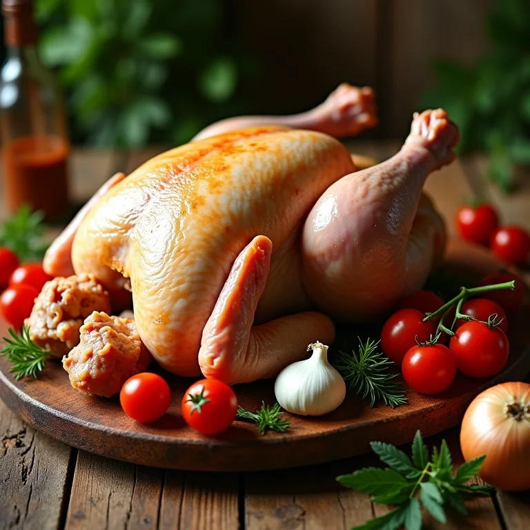 Ingredientes frescos para preparar um delicioso Frango com Pequi