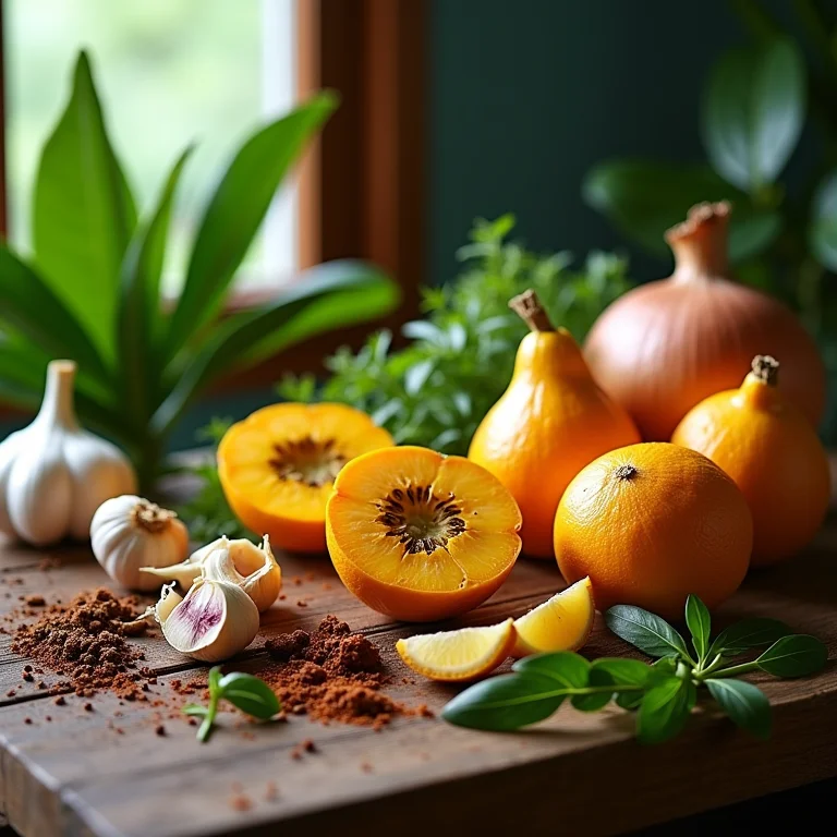 Ingredientes frescos para preparar um delicioso frango com pequi.