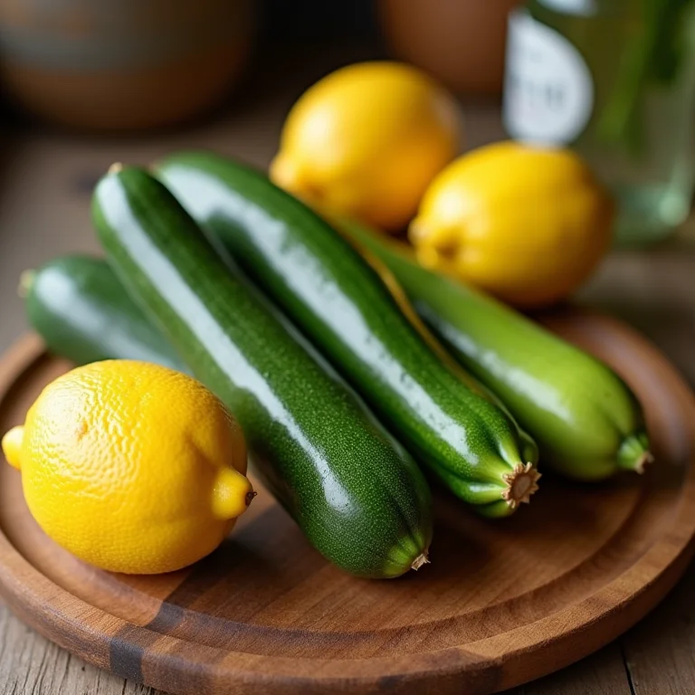 Ingredientes frescos para suco de abobrinha com limão