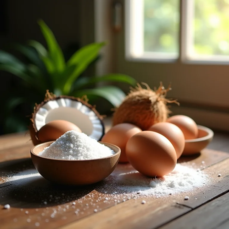 Ingredientes frescos para torta de coco