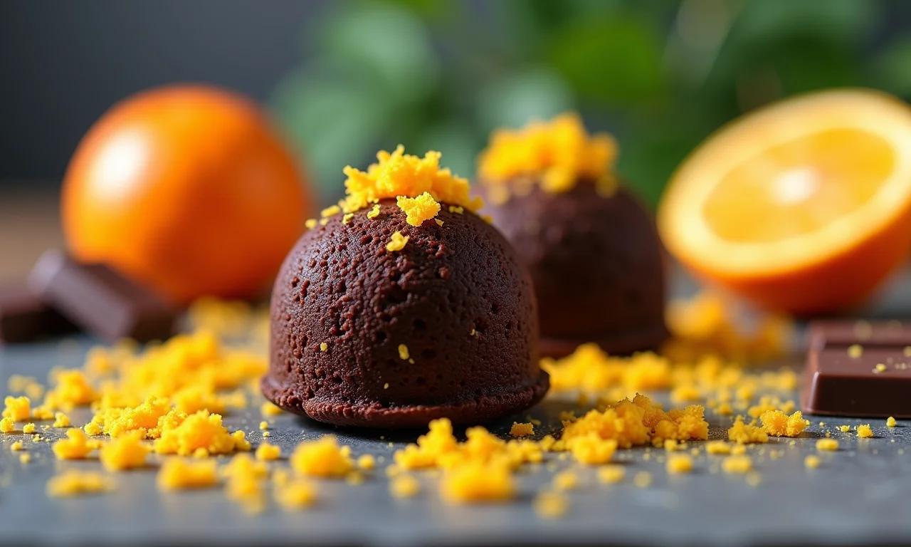 Ingredientes para brigadeiro de laranja vegano: leite de coco, raspas de laranja, chocolate vegano.