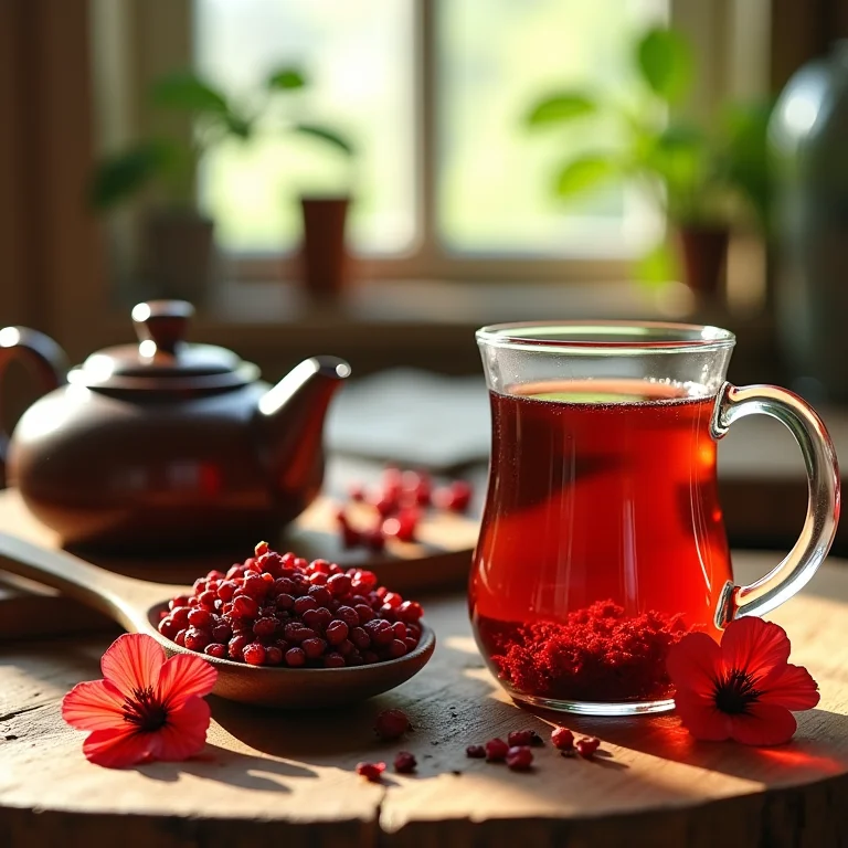 Ingredientes para chá de hibisco caseiro.