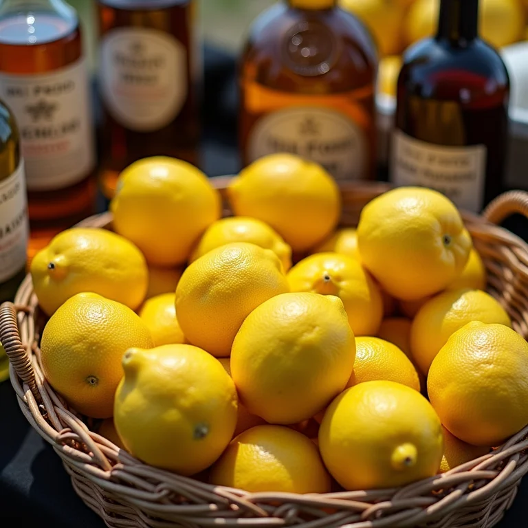 Ingredientes para limoncello à venda na feira.