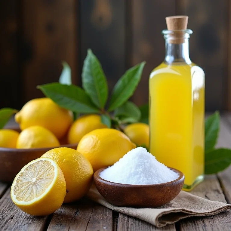 Ingredientes para limoncello: limões, açúcar e álcool puro.