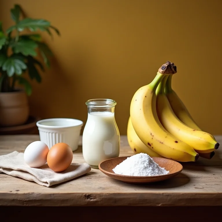 Ingredientes para o pudim de banana.