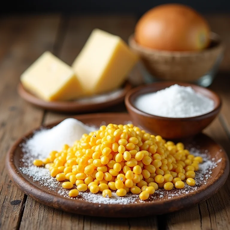 Ingredientes para pamonha: milho, açúcar, sal, queijo, leite.