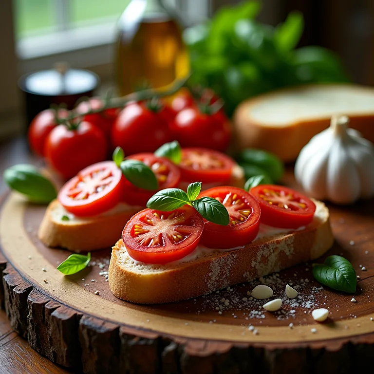 Ingredientes para preparar bruschetta.
