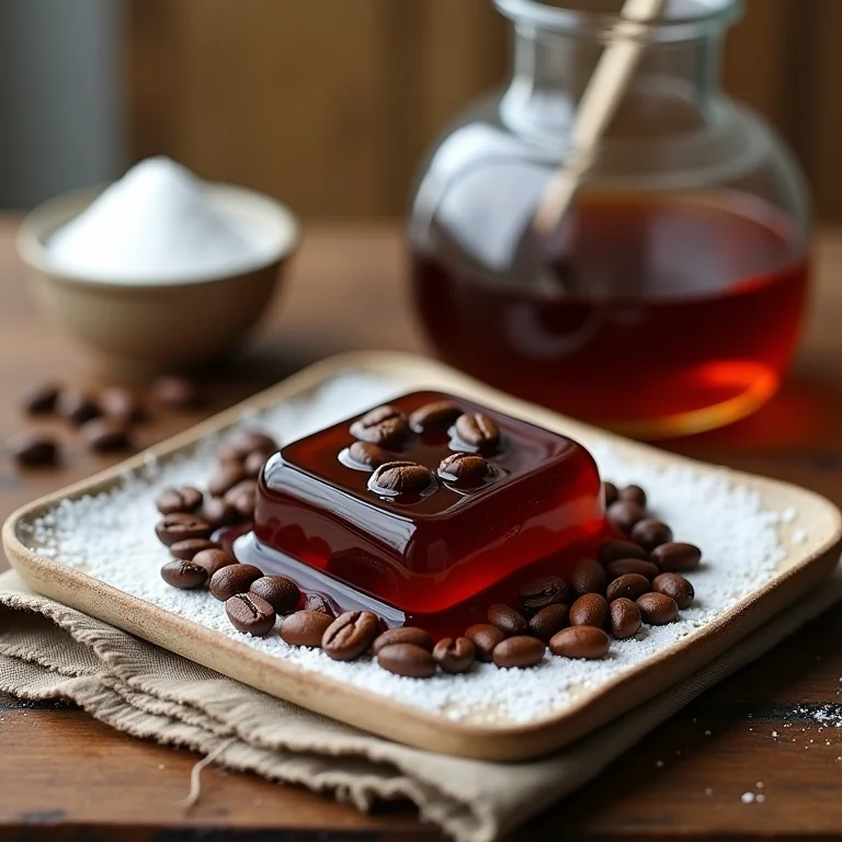 Ingredientes simples para geleia de café: grãos, açúcar, pectina e água.