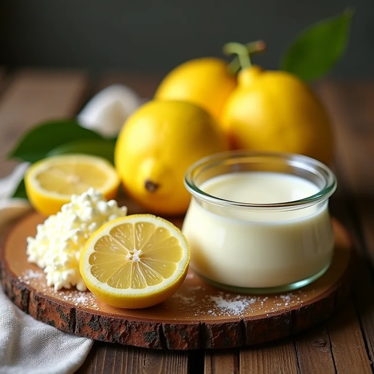 Ingredientes simples para uma mousse de limão.