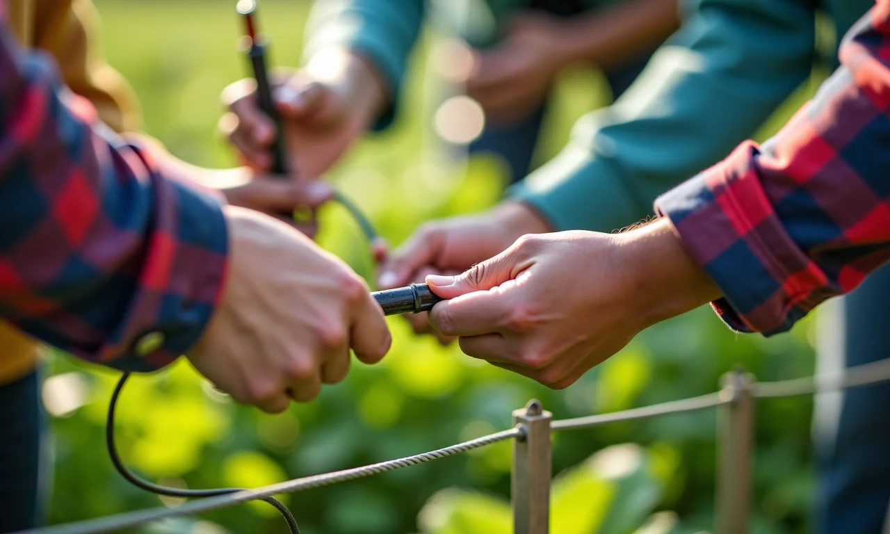 Instalação de cerca elétrica para proteger horta.