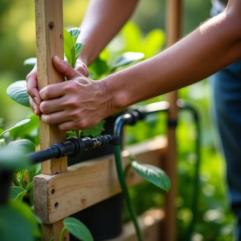 Instalando um sistema de irrigação simples na horta vertical.