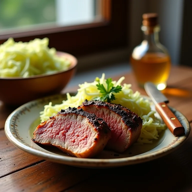 Joelho de porco à pururuca com salada de repolho
