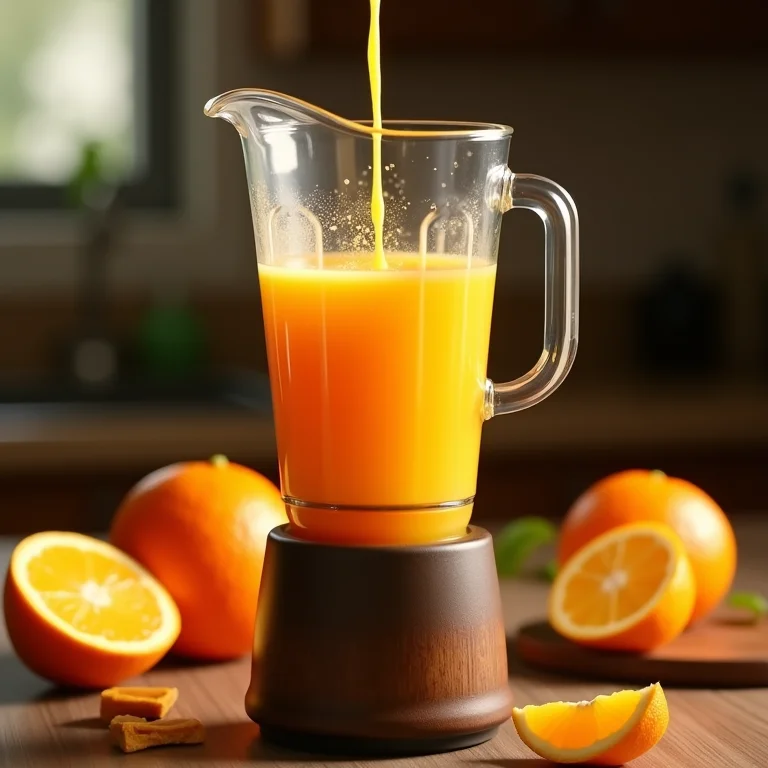 Laranjas sendo batidas no liquidificador