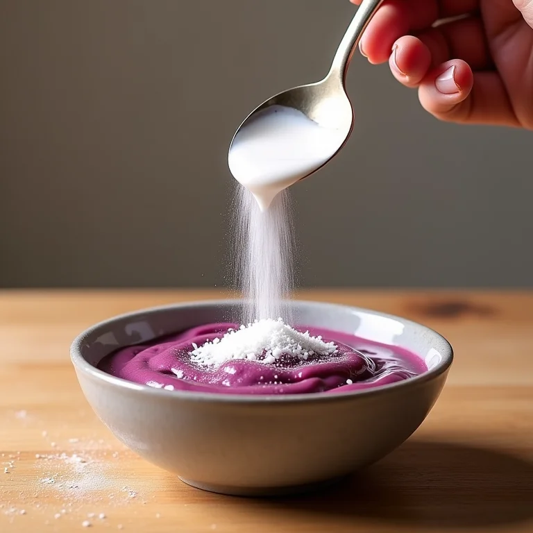 Leite em pó sendo adicionado ao açaí