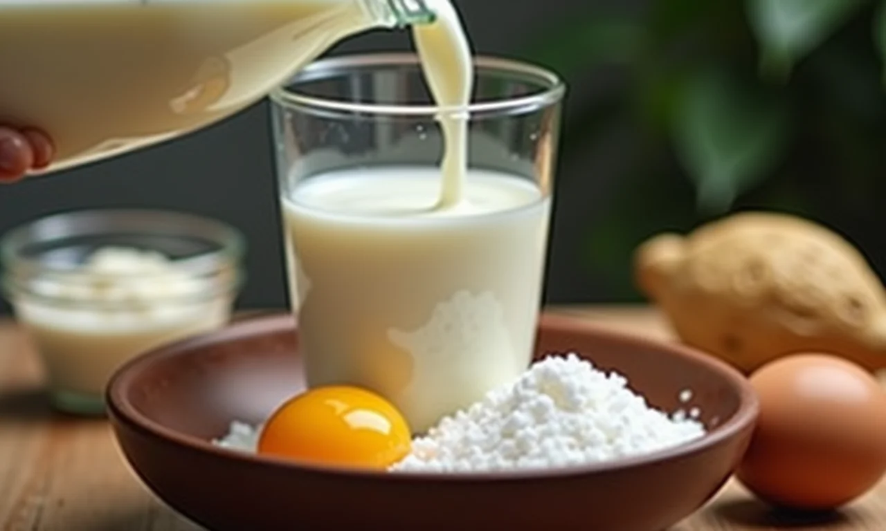 Leite integral sendo adicionado à massa do Mané Pelado.