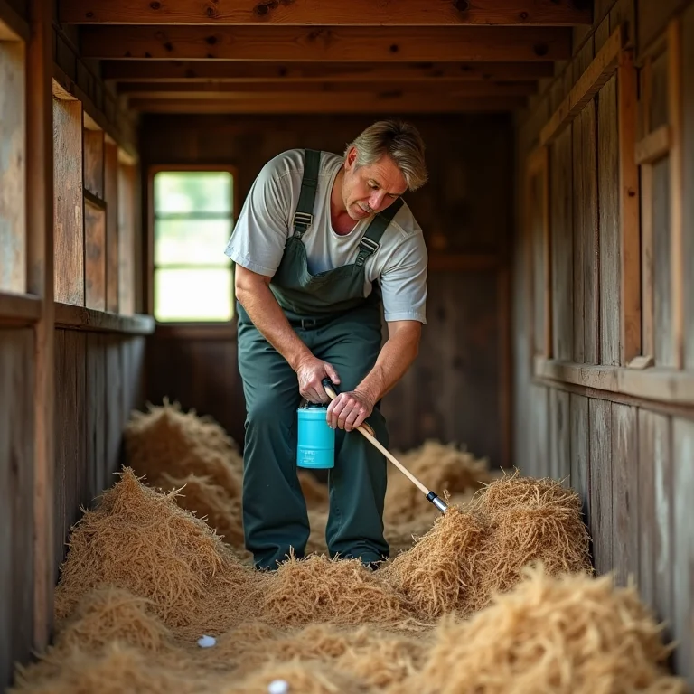 Limpeza do galinheiro para evitar piolhos