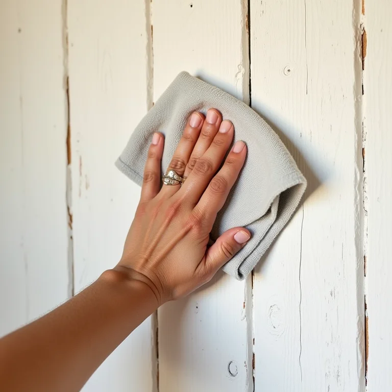 Limpeza suave de parede com textura rústica.