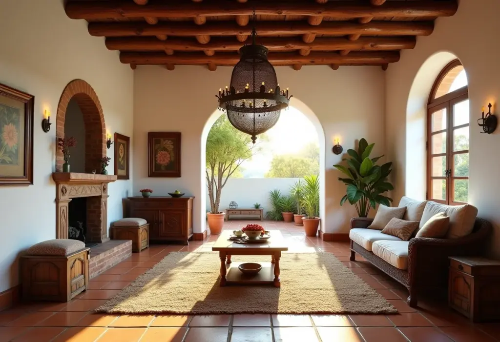 Lustre rústico na sala: 7 erros que você deve evitar URGENTE Lustre rústico de ferro em sala de estar colonial mineira.