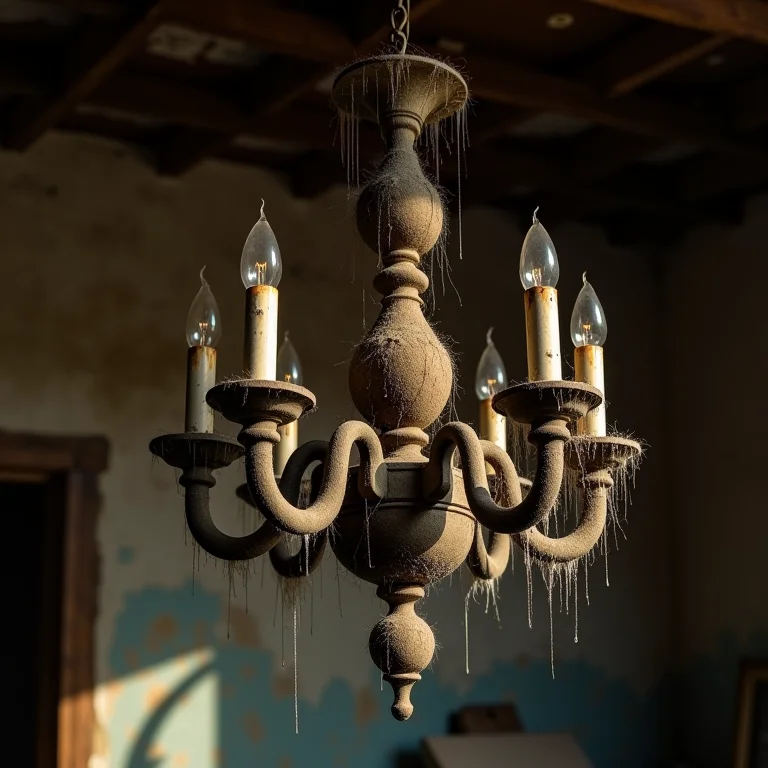 Lustre rústico sujo e sem manutenção.