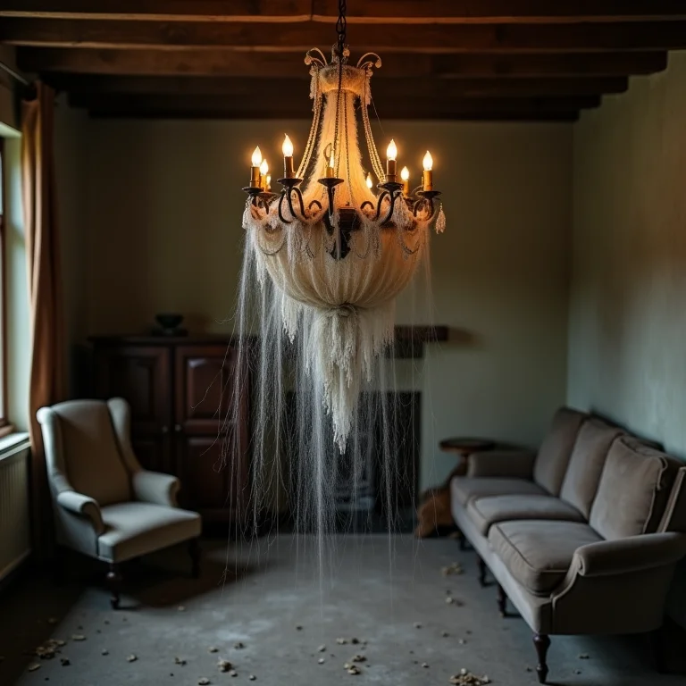 Lustre rústico sujo e sem manutenção.