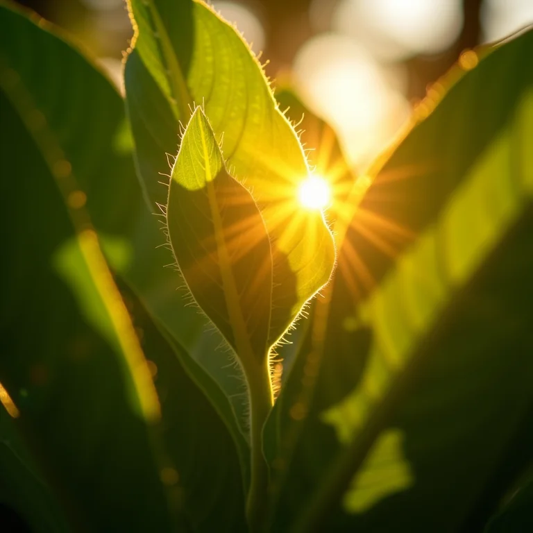 Luz solar incidindo sobre cipó-mil-homens, representando imunidade forte