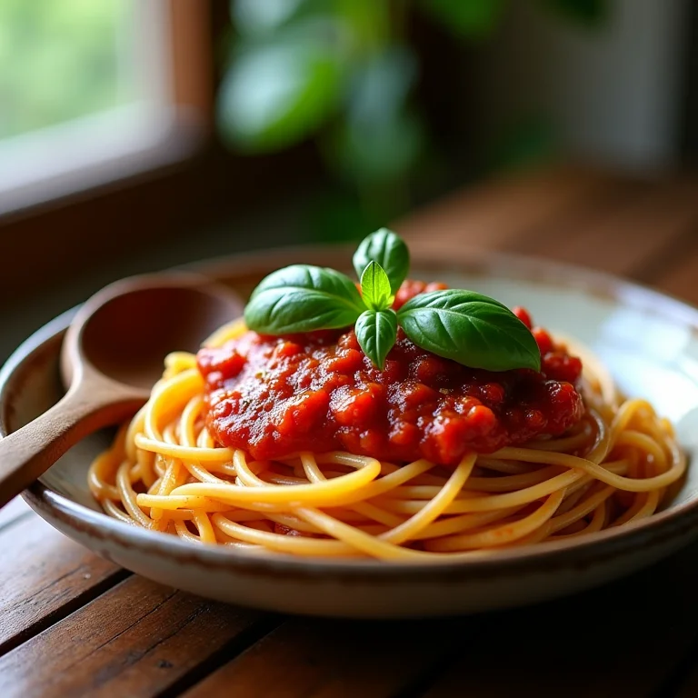 Macarrão ao molho de tomate assado com manjericão fresco