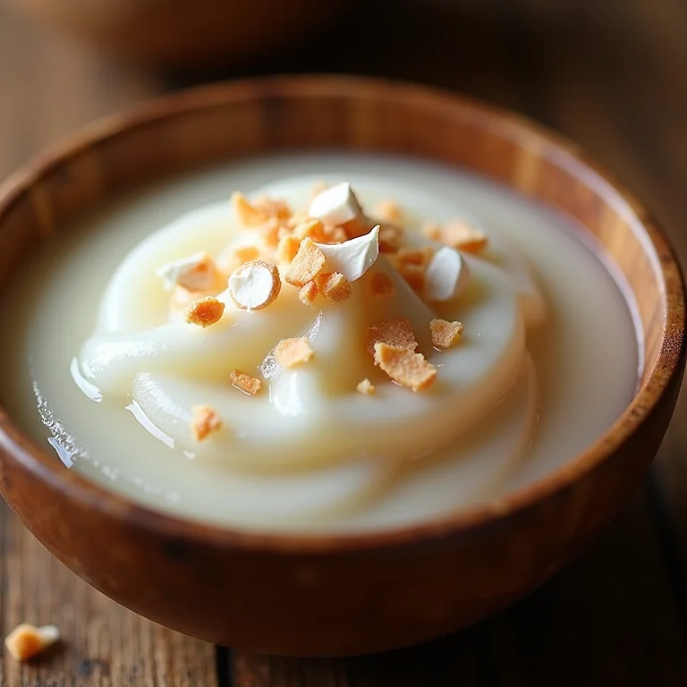 Manjar de coco vegano com leite vegetal e agar-agar.