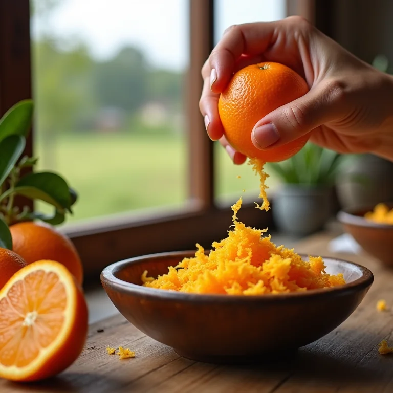 Mão descascando laranja para chá